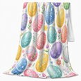 thumbnail image 2 of Colorful Easter Egg Floral Pattern, Festive Holiday Scene, Warm Flannel Blanket for Living Room and Reading Nook with Detailed Artwork, Art Lovers Easter Gift, Festive Home Decor, 2 of 9