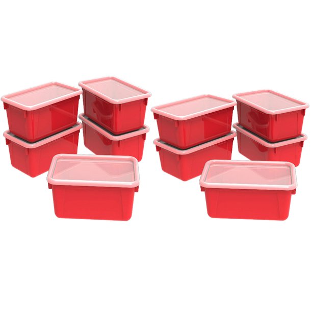 Storex Small Cubby Bin with Cover, Plastic Storage Container Fits