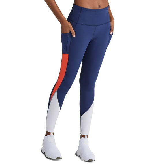 Champion Womens Colorblocked 7/8 Leggings Athletic Navy/Multi S