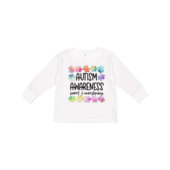 Inktastic Autism Awareness Support and Understanding Puzzle Pieces Boys or Girls Long Sleeve Toddler T-Shirt