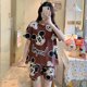 thumbnail image 1 of Conjunto de ropa de dormir holgada de verano para mujer, ropa de hogar de manga corta y cuello redondo de talla grande, traje informal para casa con estampado de dibujos animados cómodo, 1 of 5