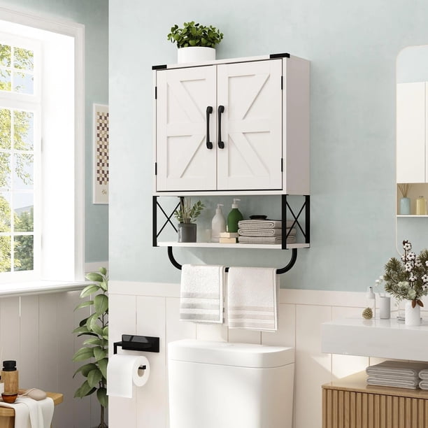 Gabinete de Baño de 3 Niveles, Armario de Pared para Baño (Blanco)
