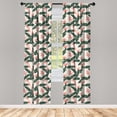 thumbnail image 3 of Ambesonne Jungle Curtains, Exotic Flora and Leaves, Pair of 28"x63", Army Green Coral Ivory, 3 of 5