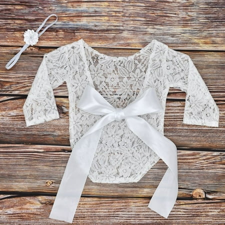 

YOHOME Newborn Infant Baby Girl Boy Photography Props Lace Bow Romper Bodysuit
