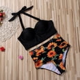 thumbnail image 2 of Women Push Up Halter High Waist Floral Printed Bikini Set Bra Padded Swimwear Bandage Swimsuit Bathing Suit, 2 of 5
