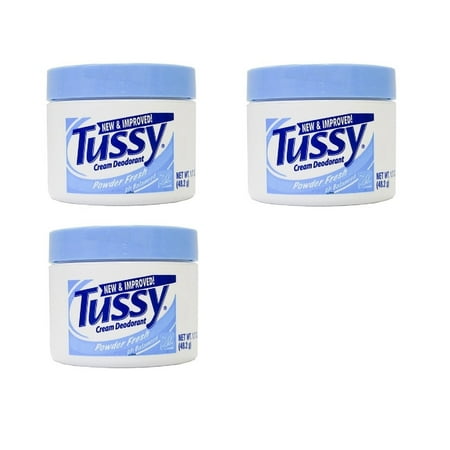 Tussy Deodorant Cream, Powder Fresh, 1.7 Oz (3 Pack) + Yes to Tomatoes Moisturizing Single Use Mask