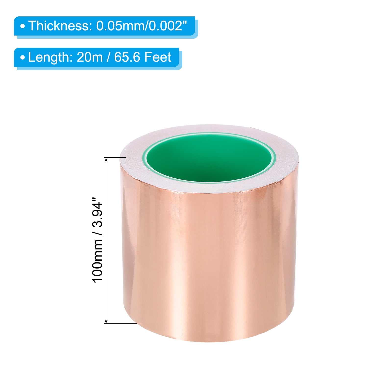 Uxcell Copper Foil Tape 3.94 Inch x 66 Feet 0.05mm Thick Double Sided Conductive Adhesive EMI Shielding for Electronics