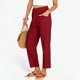 thumbnail image 5 of Pincandy Women's Solid Color Elastic Waist Pockets Linen Blend 9-Point Pants, Casual & Daily Wear, 5 of 7