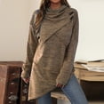 thumbnail image 1 of WREESH Women Casual Solid Color Turtleneck Long Sleeve Button Jacket Spliced Knit Sweater, 1 of 5