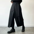 thumbnail image 2 of XIAONU Mens Pleated Hakama Pants Tie Waist Ankle Length Pants Flowy Avant Garde Casual Pants, 2 of 5