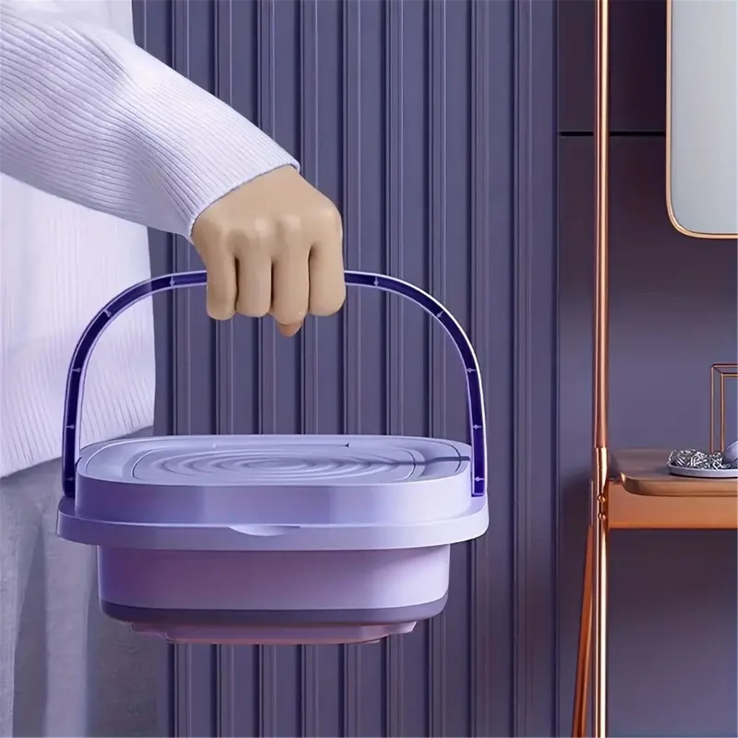 LINKPAL Portable Washing Machine, Mini Foldable Washer and Spin Dryer Small Foldable Bucket Washer, Suitable for Apartment Dorm,Travelling，Best Gift Choice (Purple-8 L)