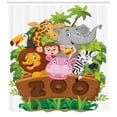 thumbnail image 3 of Ambesonne Zoo Shower Curtain, Happy Animals Fresh Trees, 69"Wx75"L, Multicolor, 3 of 3