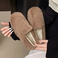 thumbnail image 6 of Miluxas Women's Plush Slippers Loafer,Plush Curled Edge House Slippers,Slip-On Loafer Flats for Indoor Outdoor Khaki 7.5(40), 6 of 8