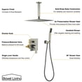 thumbnail image 3 of Boyel Living 12 Inch Brushed Nickel High Pressure Ceiling Mount Spray Patterns Shower System with Handheld Shower Nozzle Bathroom shower set, 3 of 7