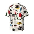 thumbnail image 2 of Xecao offers the Aabstract Eyes for Men's Casual Short-sleeved Shirt, a button-up collared shirt with a pocket, perfect for beach vacations and yacht travel in the 3X-Large size., 2 of 7