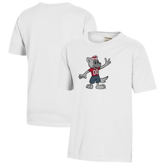 Youth  White NC State Wolfpack Logo Comfort Wash T-Shirt