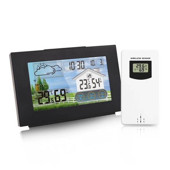 Wireless Weather Station Forecaster IndoorOutdoor Thermometer with Sensor Color Touch Screen ,Real-Time