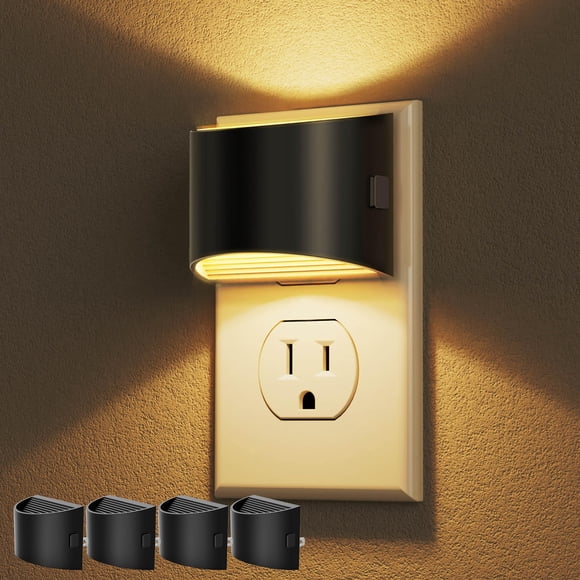 Luz nocturna LED DORESshop, paquete de 4, 3 niveles de brillo, de anochecer a amanecer