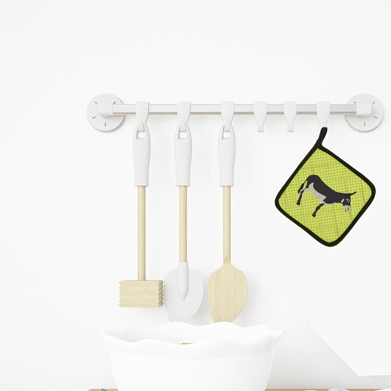 Caroline's Treasures Mammoth Jack Donkey Green Pair of Pot Holders