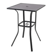 Patio Bar Table Outdoor Metal Bar Height Bistro Table with Umbrella Hole 28''X28'' Tabletop