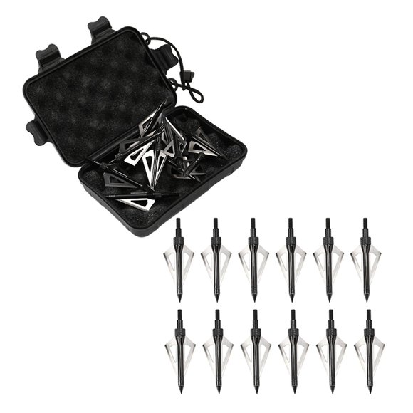 12 Pcs 3 Lames Chasse Tir à l'Arc Têtes Larges 100 Pointes de Têtes de Grain