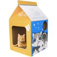thumbnail image 1 of Cat Scratcher House, Large Cardboard Milk Box Shape Cat House with Door and Interactive Window, Cat Condo Scratcher Cardboard Cat Cave for Small Medium Cats, 1 of 6
