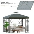 thumbnail image 3 of 10x10 Gazebo Canopy Top Replacement, Double Tiered Canopy Covers with Durable Polyester Fabric for Yard, Patio, Garden (Gray), 3 of 7