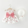 thumbnail image 2 of FRSASU Toddler Baby Kids Girls Sleeveless Cherry Princess Dresses Bow Hat Outfits, 2 of 9