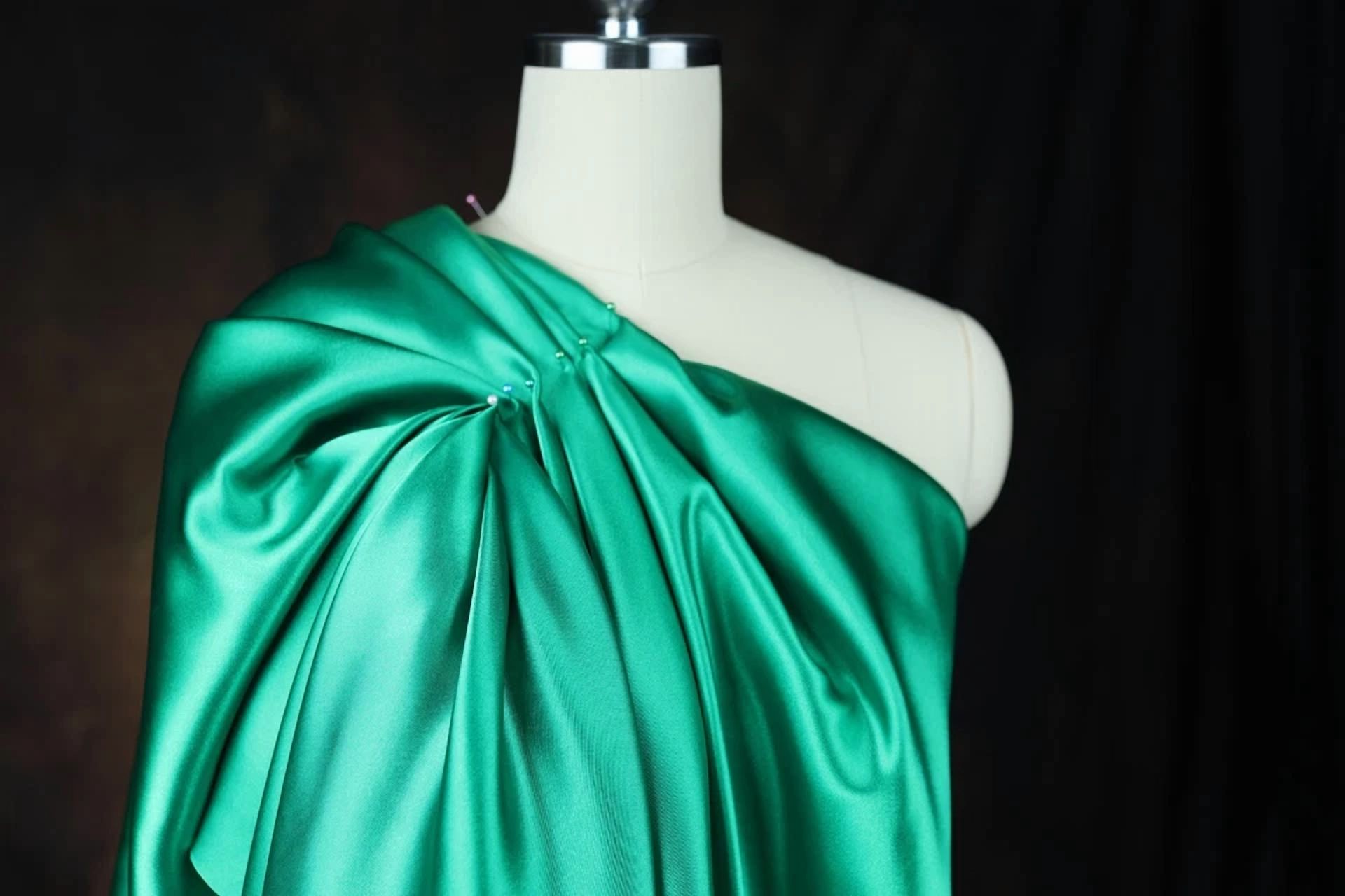 BUTTERFLY- Emerald Green Satin Charmeuse Fabric By The Yard 901