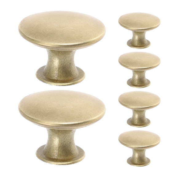LAMIRO 6pcs Antique Gold Round Drawer Knobs Vintage Cabinet Door Handles for Furniture Kitchen Dresser Decor