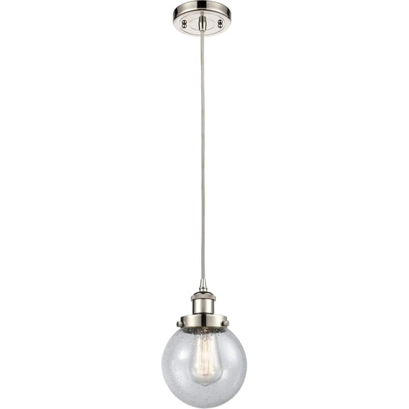 Innovations 916-1P-PN-G204-6-LED Beacon 1 Light Mini Pendant part of the Ballston Collection, Polished Nickel