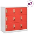 thumbnail image 1 of vidaXL Locker Cabinets 2 pcs Light Grey and Red 90x45x92.5 cm Steel, 1 of 5