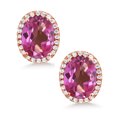 thumbnail image 2 of Gem Stone King 4.88 Ct Oval Pink Mystic Topaz 18K Rose Gold Plated Silver Earrings, 2 of 5