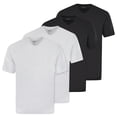 thumbnail image 1 of hajo Camiseta de hombre, pack de 4 - Básica, manga corta, cuello en V, algodón, uni Negro / Blanco 2XL (XX-Large), 1 of 5