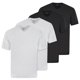 thumbnail image 1 of hajo Camiseta de hombre, pack de 4 - Básica, manga corta, cuello en V, algodón, uni Negro / Blanco 4XL (XXXX-Large), 1 of 5