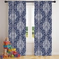 thumbnail image 5 of Blackout Kids Curtains,Blue and White Ethnic Floral Pattern Childrens Insulated Curtains Set Of 2,Bedroom Essentials,Toddler Room Decor 42x84in(106x213cm), 5 of 5