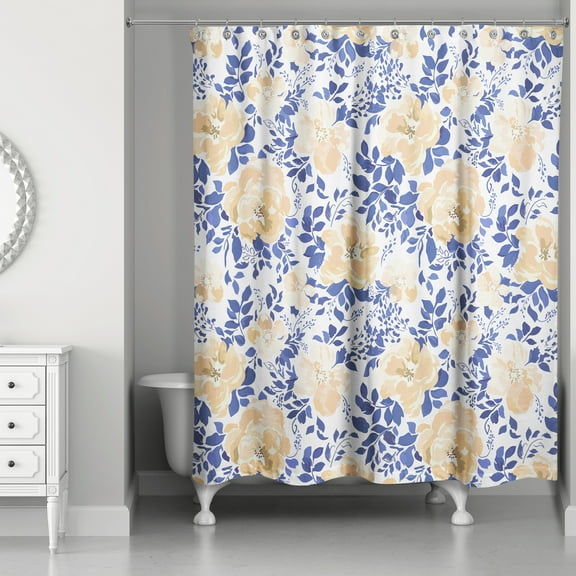 Creative Products Yellow And Blue Soft Peonies  71x74 Shower Curtain