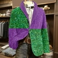 thumbnail image 5 of Men's Mar-di Gras Suit Jacket Corduroy Carnival Color Stripe Print Carnival Themed Party Jacket Two Button Slim Fit Carnival Blazers, 5 of 5