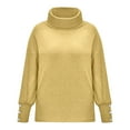 thumbnail image 4 of Lroplie Workout Tops for Women Plus Size Round Neck Long Sleeve Womens T Shirt Fashion Bow Collar Solid Buttons Sleeve Knitted Sweater Warm Top Clothes Yellow 2023 2XL, 4 of 8