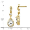 thumbnail image 5 of Sterling Silver Gold-plated Pear Cubic Zirconia Post Dangle Earrings, 5 of 6