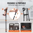 thumbnail image 6 of VEVOR Forearm Crutches for Adults, Folding Walking Forearm Crutches with 10-Level Adjustable Height, Lightweight Aluminum Medical Crutches with Open Cuff for Leg Injury Surgery Disabled,1 Pair 350LBS, 6 of 9