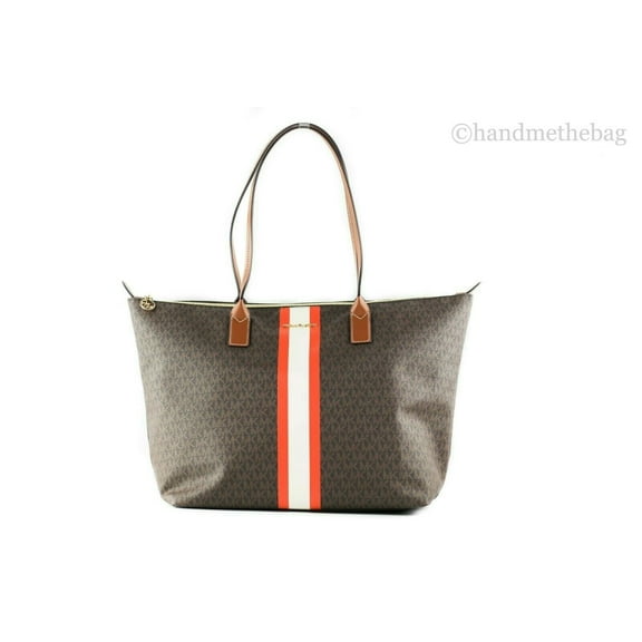 Michael Kors Travel 35T0Gtft3B Large Tz Tote Bag Signature Brown Tangerine Multi