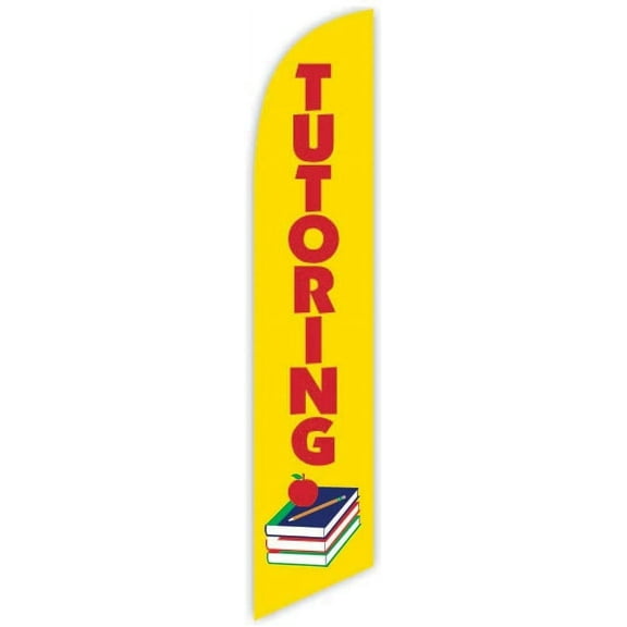 Cobb Promo Tutoring Yellow Advertising Feather Flag 12ft - Replacement Flag Only Without Poleset