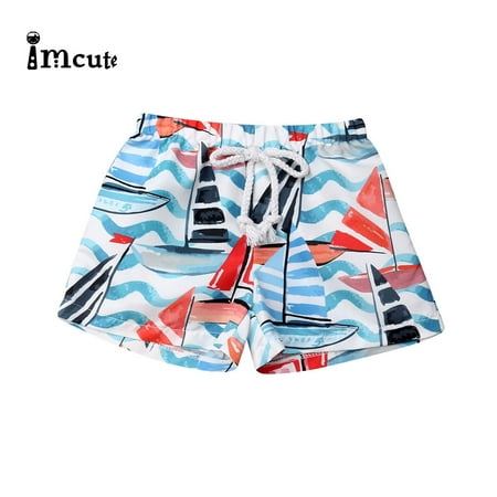 Sylvamorning Boy's Summer Shorts Adjustable Hawaiian Printed Beachwear ...