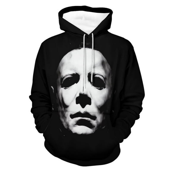 Michael Myers Hoodies for Men Women 3D Print Pullover Novelty Hooded Sweatshirt Hoodies with Big Pockets S