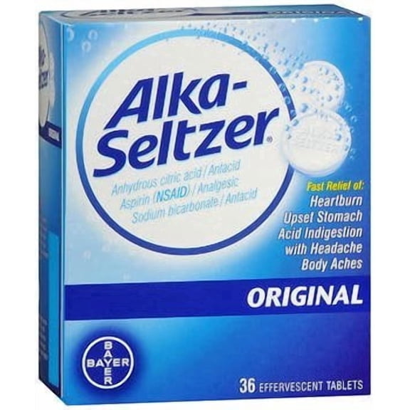 Alka Seltzer Original Fast Relief Heartburn & Sour Stomach, 36ct, 3-Pack