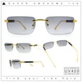 thumbnail image 2 of Mens Luxury Hip Hop Rapper Beveled Rimless Narrow Rectangle Sunglasses Gold - Smoke, 2 of 8