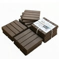 thumbnail image 4 of Topcobe Patio Interlocking Deck Tiles, 12"x12" Square Composite Decking Tiles, Four Slat Plastic Outdoor Flooring Tile All Weather for Balcony Porch Backyard, (Dark Brown, Pack of 27), 4 of 6