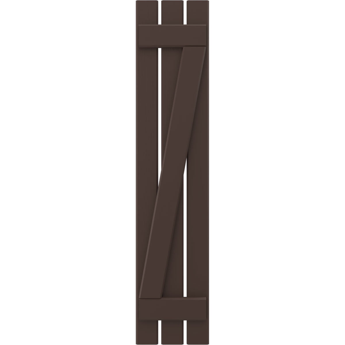 Ekena Millwork 11 1/2"W x 54"H Americraft Three Board (2 Batten) Exterior Real Wood Spaced Board-n-Batten Shutters w/ Z-Bar (Per Pair), Raisin Brown