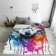 thumbnail image 5 of Fotbe Cool Colorful Wolf Manta de Franela Acolchonada con Estampado, Súper Suave y Esponjosa, Extra Grande para Sofá, Cama, Uso Todo el Año-80"x60", 5 of 7